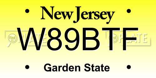 W89BTF New Jersey License Plate