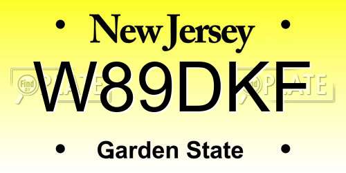 W89DKF New Jersey License Plate