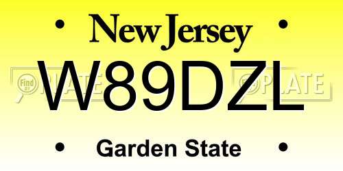 W89DZL New Jersey License Plate