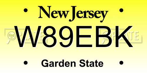 W89EBK New Jersey License Plate