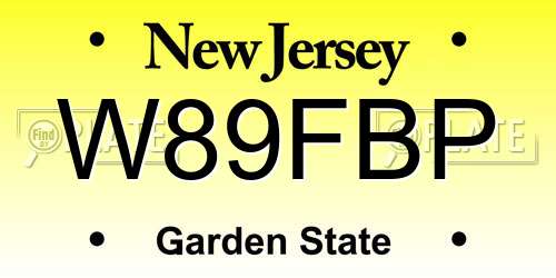 W89FBP New Jersey License Plate