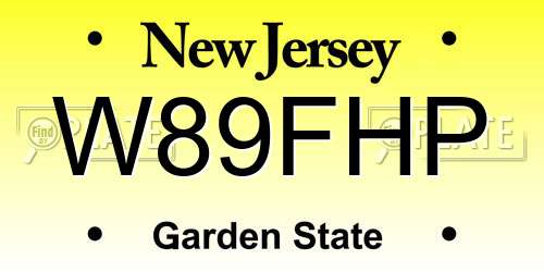 W89FHP New Jersey License Plate