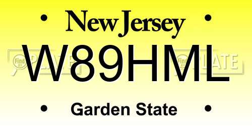 W89HML New Jersey License Plate