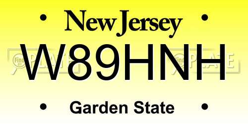 W89HNH New Jersey License Plate