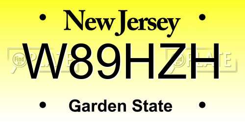 W89HZH New Jersey License Plate