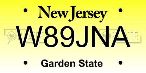 W89JNA New Jersey License Plate