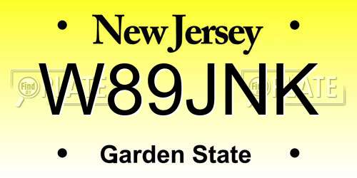 W89JNK New Jersey License Plate