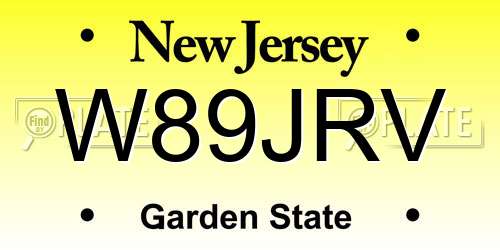 W89JRV New Jersey License Plate