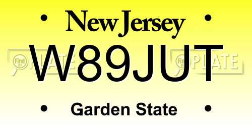 W89JUT New Jersey License Plate