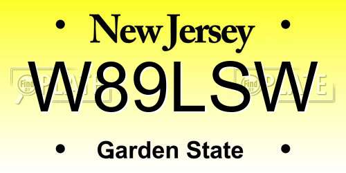 W89LSW New Jersey License Plate