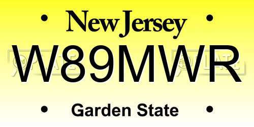 W89MWR New Jersey License Plate