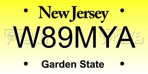 W89MYA New Jersey License Plate