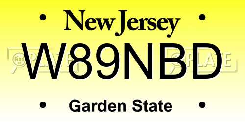W89NBD New Jersey License Plate