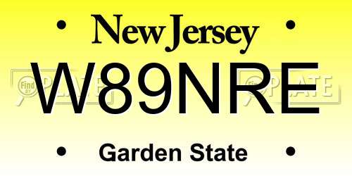 W89NRE New Jersey License Plate