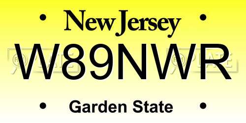 W89NWR New Jersey License Plate