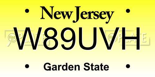 W89UVH New Jersey License Plate