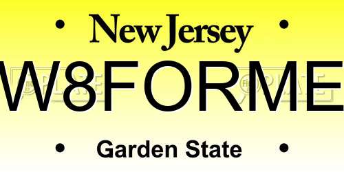 W8FORME New Jersey License Plate