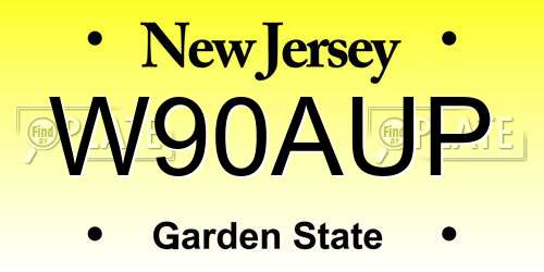 W90AUP New Jersey License Plate