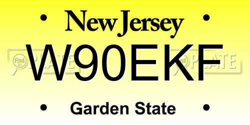 W90EKF New Jersey License Plate