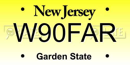 W90FAR New Jersey License Plate