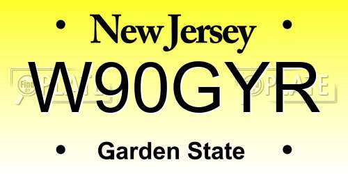 W90GYR New Jersey License Plate