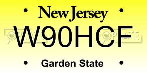 W90HCF New Jersey License Plate