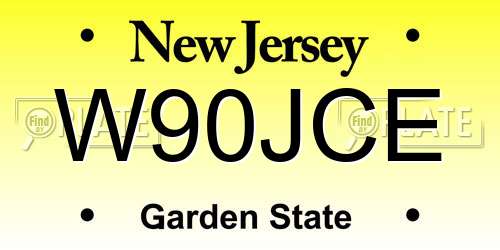 W90JCE New Jersey License Plate