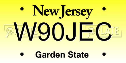 W90JEC New Jersey License Plate
