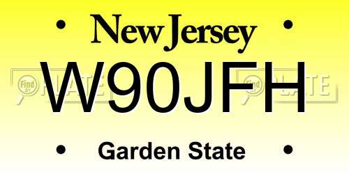 W90JFH New Jersey License Plate