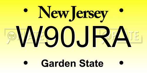 W90JRA New Jersey License Plate