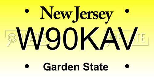 W90KAV New Jersey License Plate