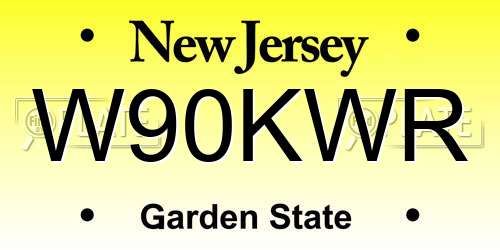 W90KWR New Jersey License Plate
