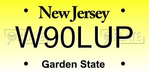 W90LUP New Jersey License Plate