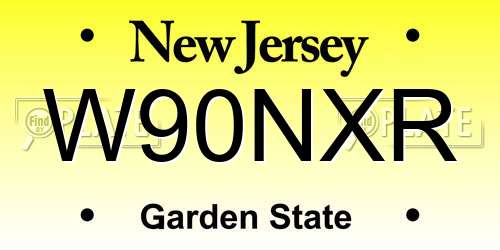 W90NXR New Jersey License Plate