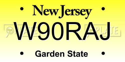 W90RAJ New Jersey License Plate