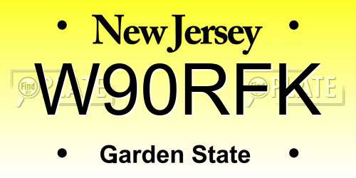 W90RFK New Jersey License Plate
