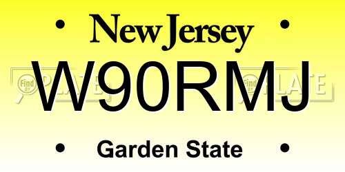 W90RMJ New Jersey License Plate
