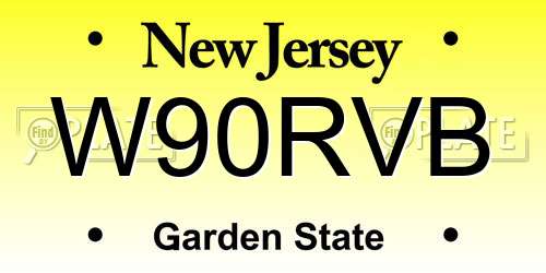 W90RVB New Jersey License Plate