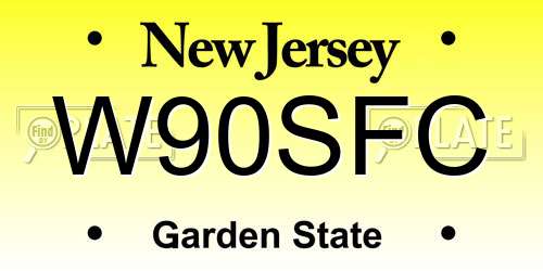 W90SFC New Jersey License Plate