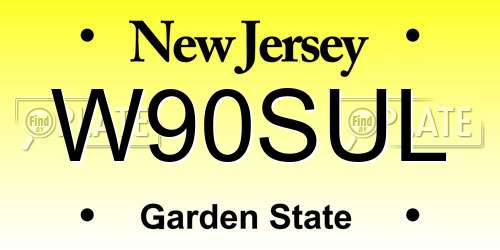 W90SUL New Jersey License Plate