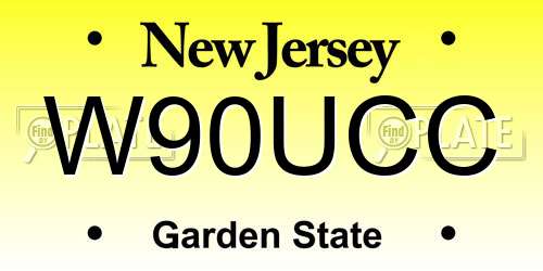 W90UCC New Jersey License Plate