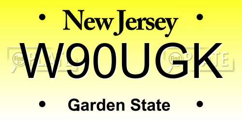 W90UGK New Jersey License Plate