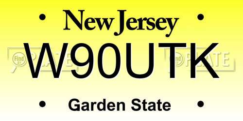 W90UTK New Jersey License Plate