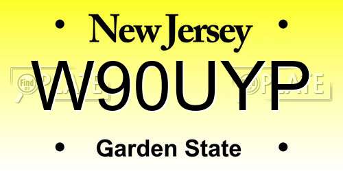 W90UYP New Jersey License Plate