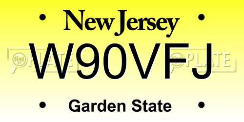W90VFJ New Jersey License Plate