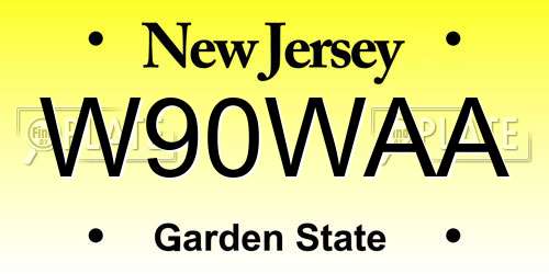 W90WAA New Jersey License Plate