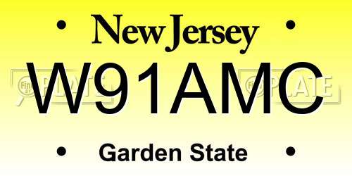 W91AMC New Jersey License Plate