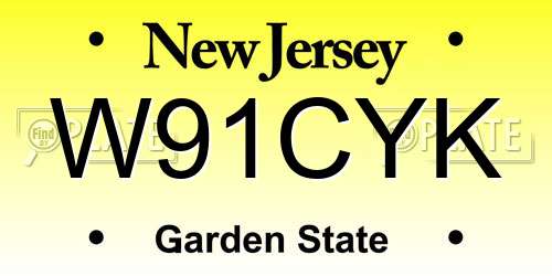 W91CYK New Jersey License Plate
