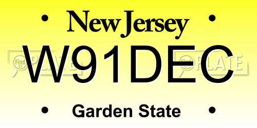 W91DEC New Jersey License Plate