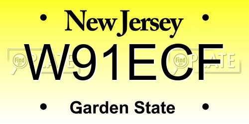 W91ECF New Jersey License Plate